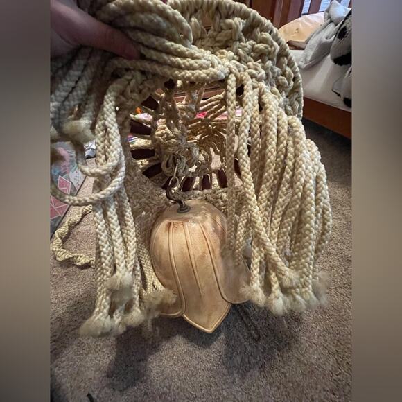 70s macrame ceramic tulip lamp - Picture 6 of 12